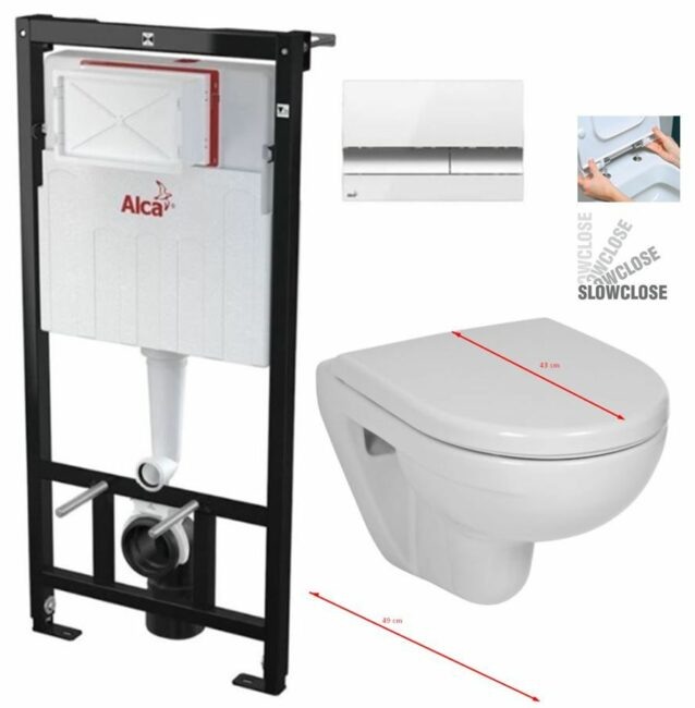 ALCADRAIN Sádromodul předstěnový instalační systém s bílým/ chrom tlačítkem M1720-1 + WC JIKA