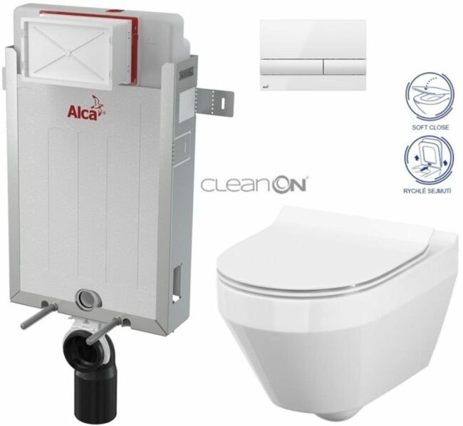 ALCADRAIN Renovmodul předstěnový instalační systém s bílým tlačítkem M1710 + WC