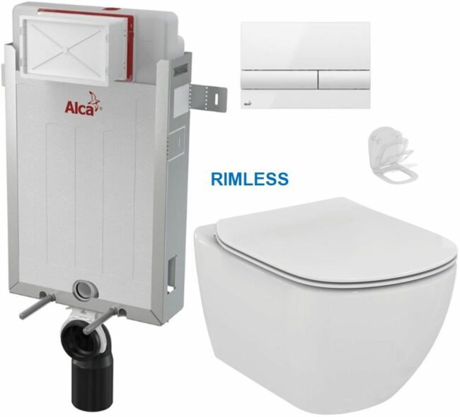 ALCADRAIN Renovmodul předstěnový instalační systém s bílým tlačítkem M1710 + WC