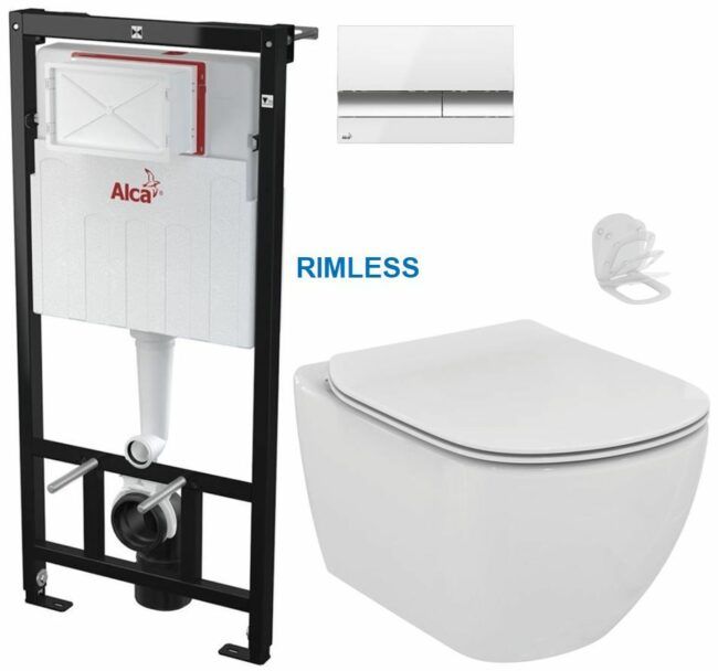 ALCADRAIN Sádromodul předstěnový instalační systém s bílým/ chrom tlačítkem M1720-1 + WC