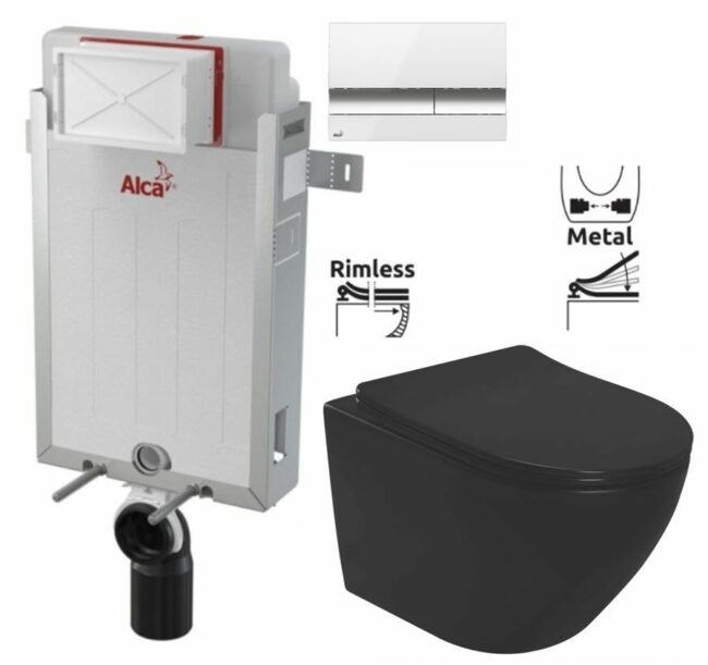 ALCADRAIN Renovmodul předstěnový instalační systém s bílým/ chrom tlačítkem M1720-1 + WC REA