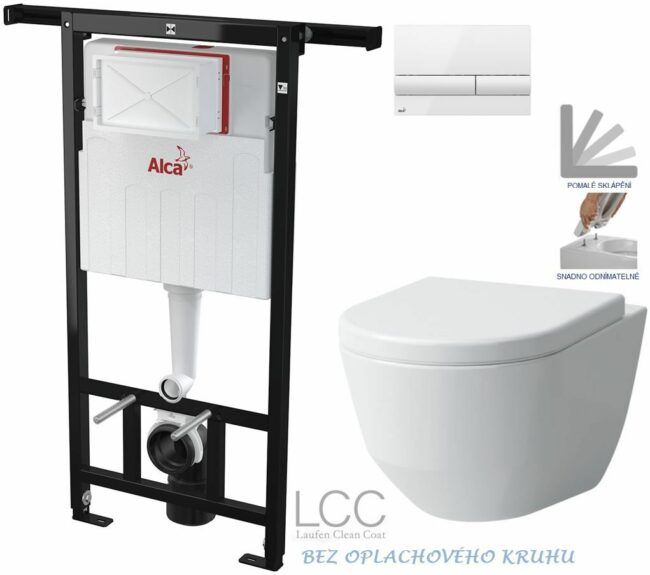 ALCADRAIN Jádromodul předstěnový instalační systém s bílým tlačítkem M1710 + WC