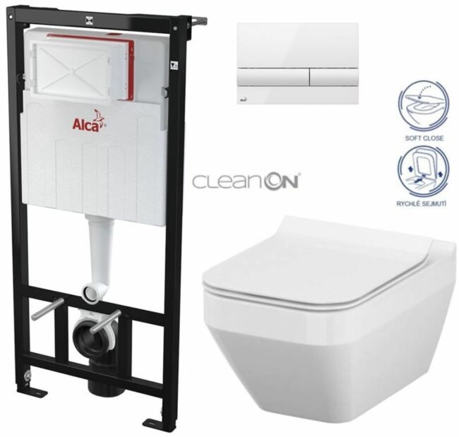 ALCADRAIN Sádromodul předstěnový instalační systém s bílým tlačítkem M1710 + WC