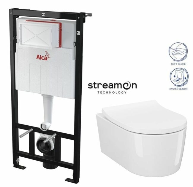 ALCADRAIN Sádromodul předstěnový instalační systém bez tlačítka + WC CERSANIT