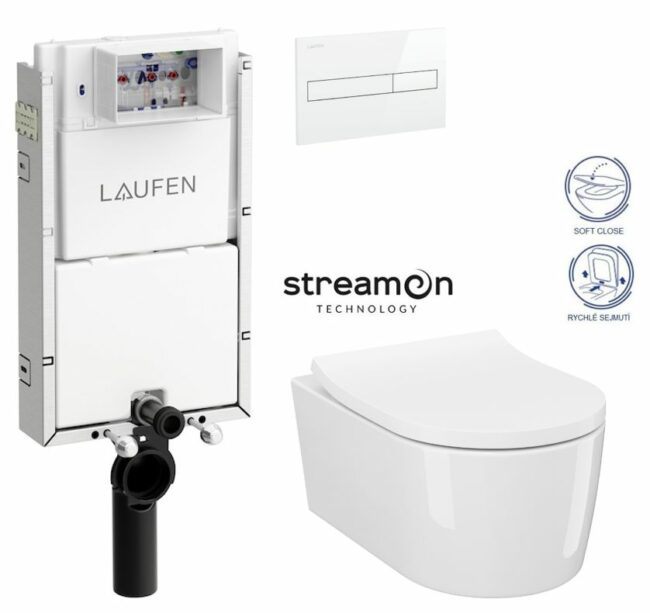 LAUFEN Podomít. systém LIS TW1 SET s bílým tlačítkem + WC
