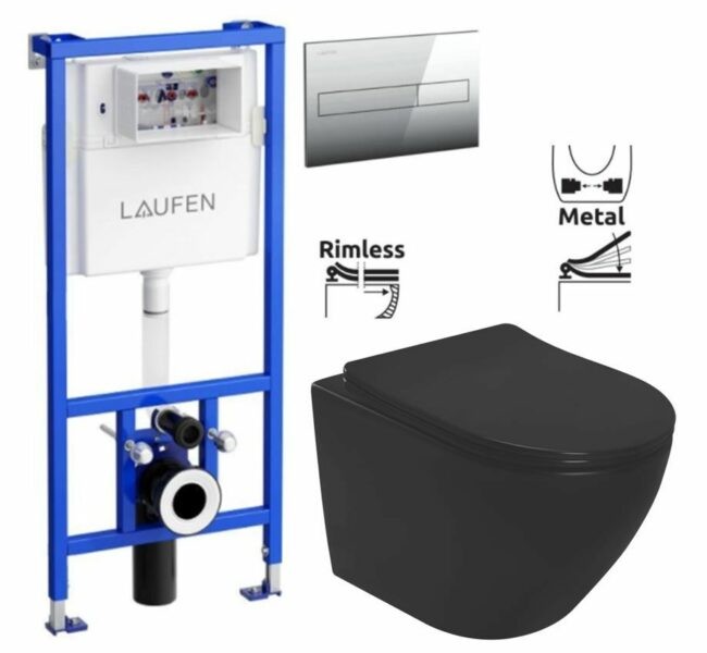 LAUFEN Rámový podomítkový modul CW1 SET s chromovým tlačítkem + WC REA