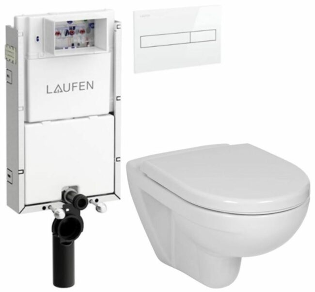 LAUFEN Podomít. systém LIS TW1 SET s bílým tlačítkem + WC JIKA