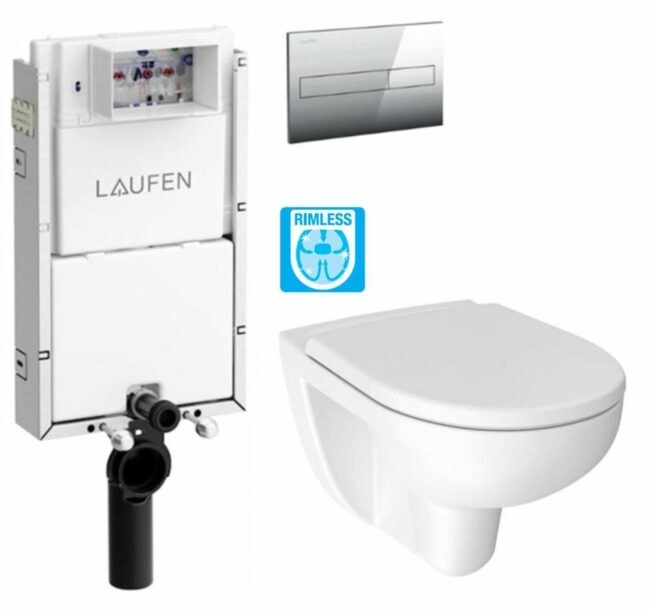 LAUFEN Podomít. systém LIS TW1 SET s chromovým tlačítkem + WC JIKA LYRA PLUS