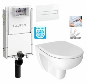 LAUFEN Podomít. systém LIS TW1 SET s bílým tlačítkem + WC JIKA