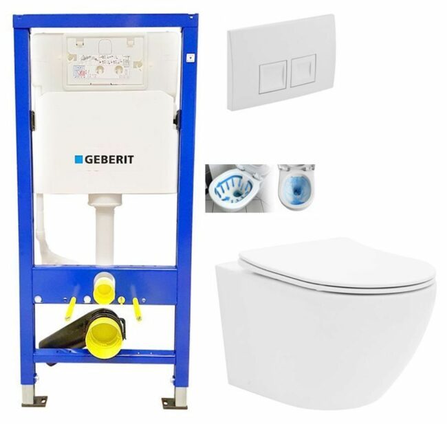 GEBERIT DuofixBasic s bílým tlačítkem DELTA50 + WC CALANI