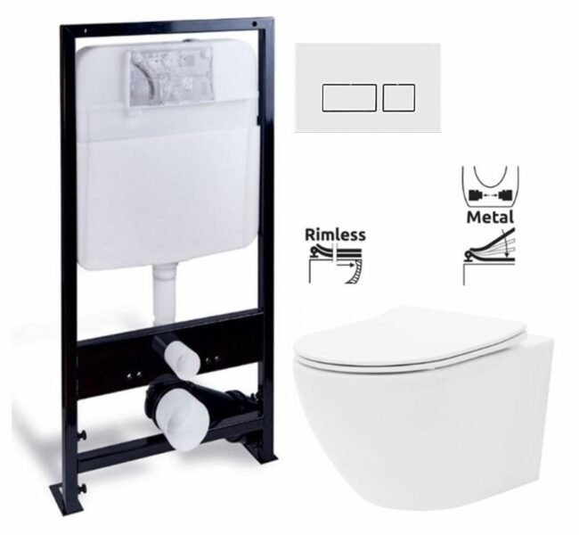 PRIM předstěnový instalační systém s bílým tlačítkem 20/0042 + WC REA