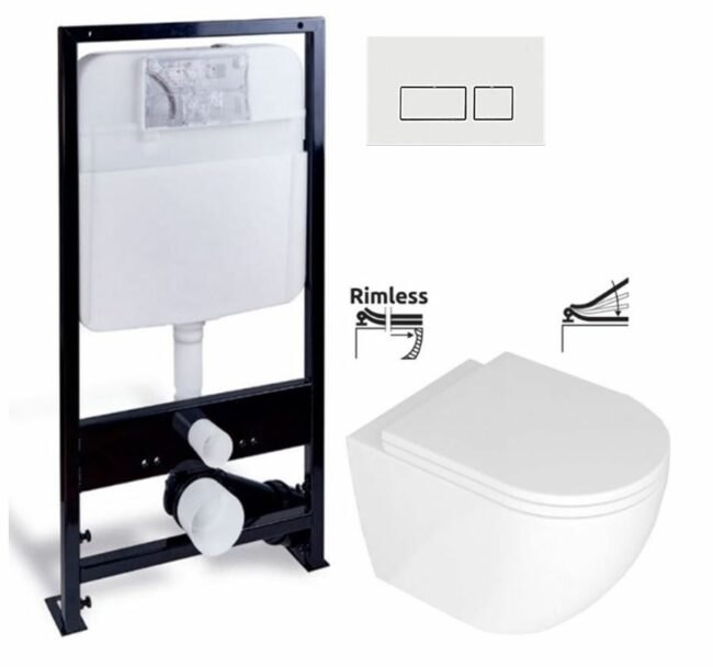 PRIM předstěnový instalační systém s bílým tlačítkem 20/0042 + WC REA