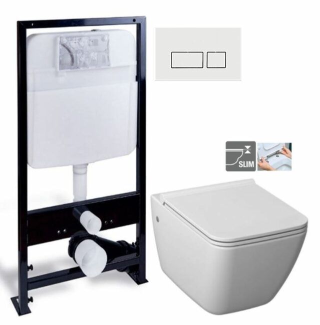 PRIM předstěnový instalační systém s bílým tlačítkem 20/0042 + WC