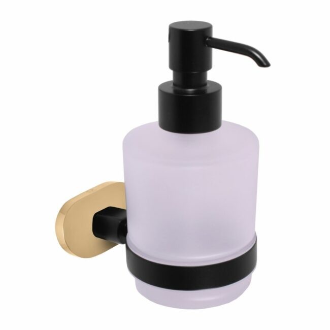 SLEZAK-RAV Dávkovač tekutého mýdla černá matná/zlato Koupelnový doplněk