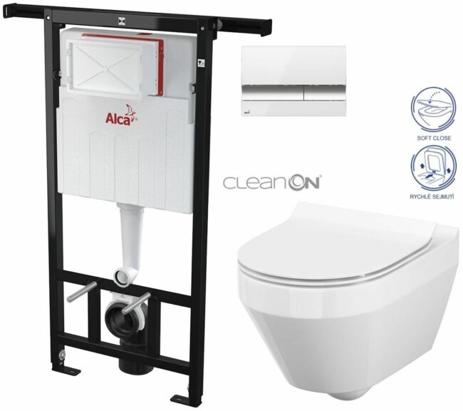 ALCADRAIN Jádromodul předstěnový instalační systém s bílým/ chrom tlačítkem M1720-1 + WC