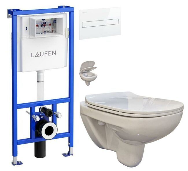 LAUFEN Rámový podomítkový modul CW1 SET s bílým tlačítkem + WC